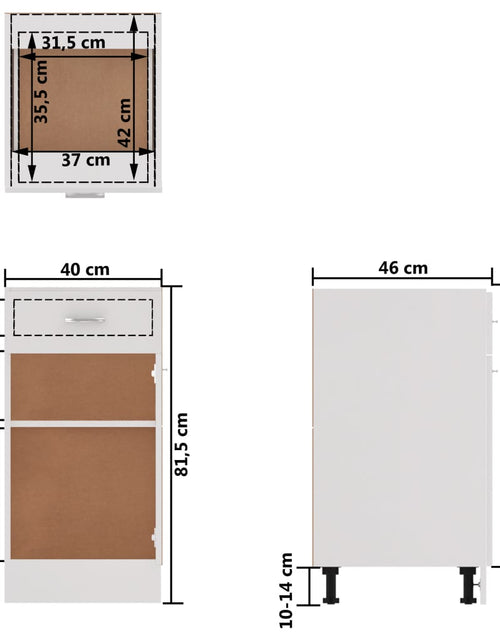Încărcați imaginea în vizualizatorul Galerie, Dulap inferior cu sertar, alb, 40 x 46 x 81,5 cm, PAL
