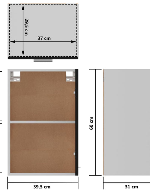 Încărcați imaginea în vizualizatorul Galerie, Dulap suspendat, negru, 39,5 x 31 x 60 cm, lemn prelucrat
