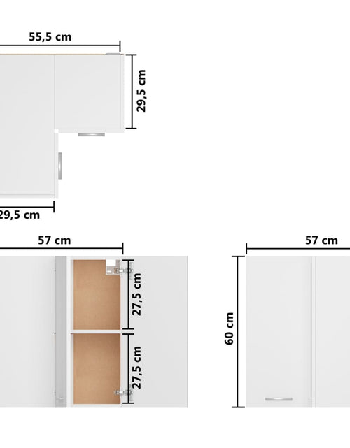 Încărcați imaginea în vizualizatorul Galerie, Dulap suspendat de colț, alb, 57 x 57 x 60 cm, lemn prelucrat
