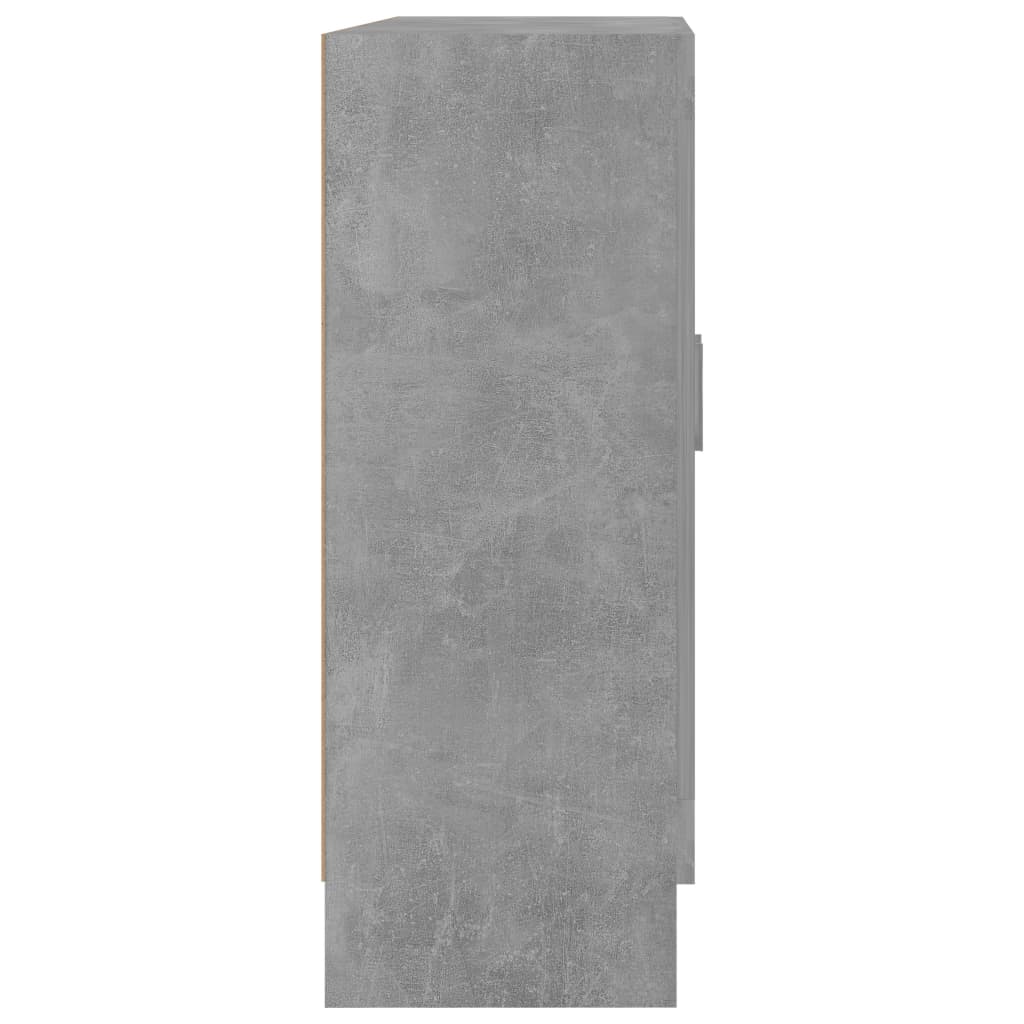 Dulap cu vitrină, gri beton, 82,5x30,5x80 cm, lemn prelucrat