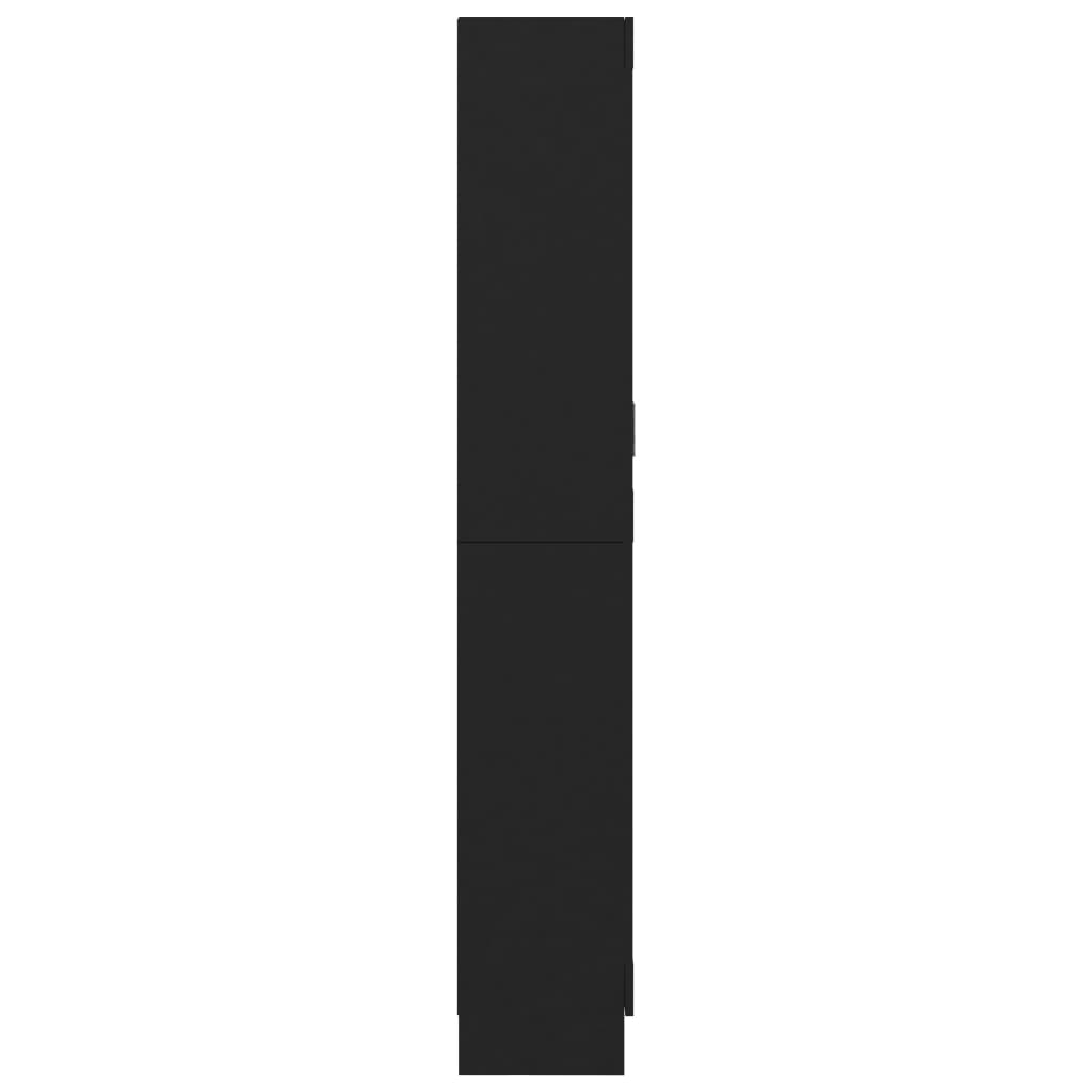 Dulap cu vitrină, negru, 82,5 x 30,5 x 185,5 cm, PAL - Lando