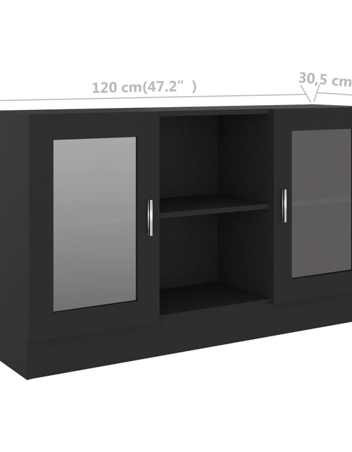 Загрузите изображение в средство просмотра галереи, Dulap cu vitrină, negru, 120 x 30,5 x 70 cm, lemn prelucrat
