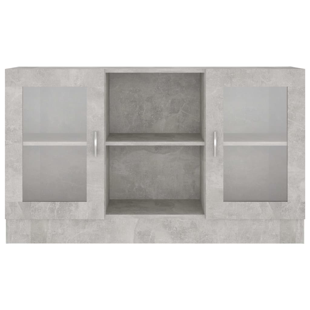 Dulap cu vitrină, gri beton, 120x30,5x70 cm, lemn prelucrat