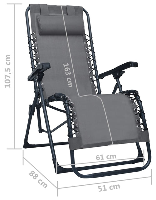 Загрузите изображение в средство просмотра галереи, Scaune șezlong pliabile, 2 buc., gri, textilenă
