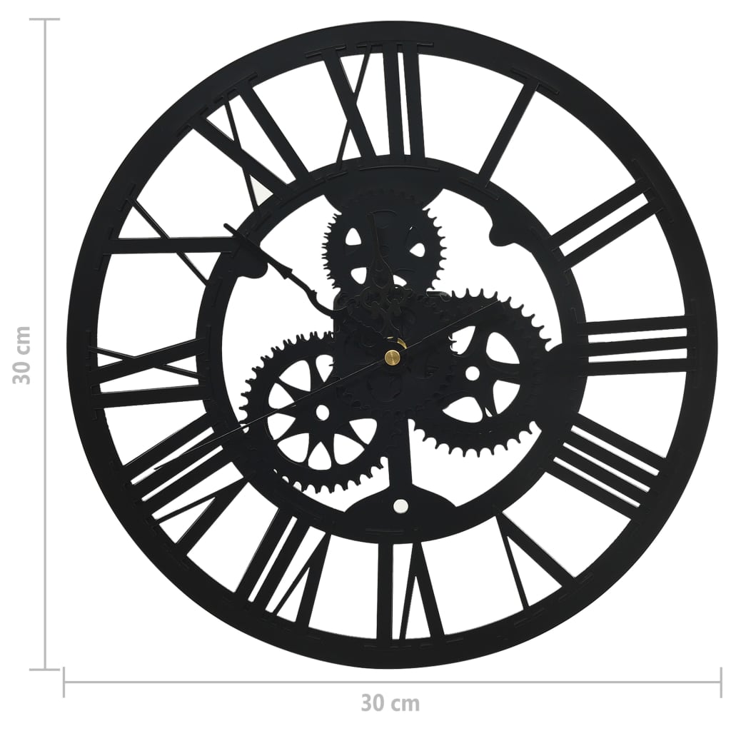 Ceas de perete, negru, 30 cm, acril