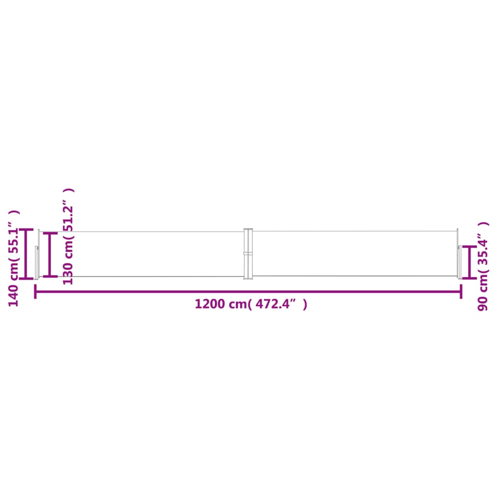 Copertină laterală retractabilă de terasă antracit 140x1200 cm