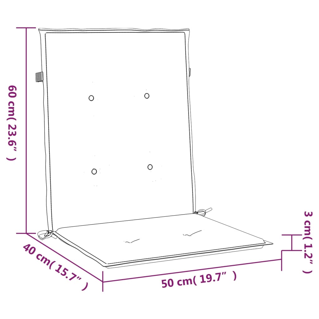 Perne cu spătar mic, 6 buc., roșu, 100x50x3 cm, textil oxford