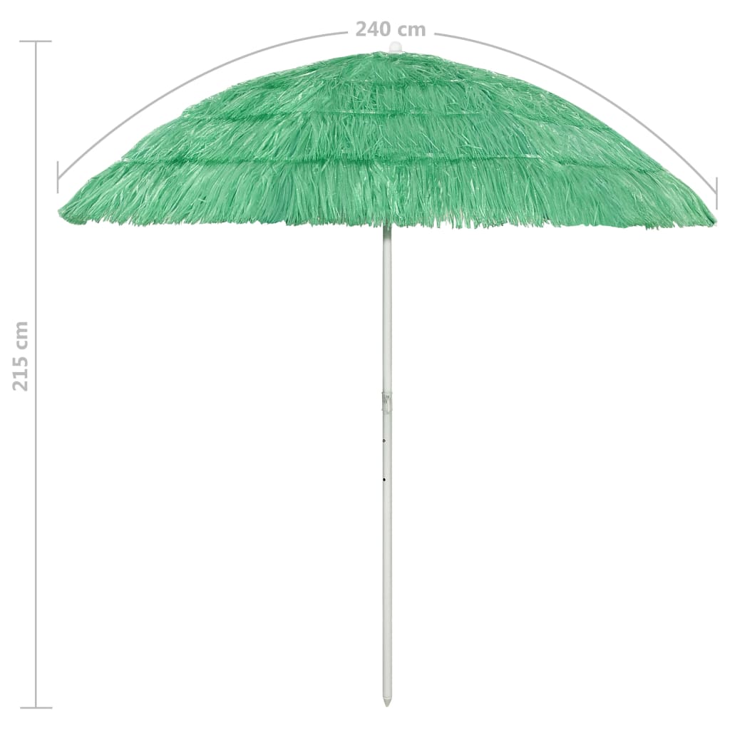 Umbrelă de soare de plajă Hawaii, verde, 240 cm