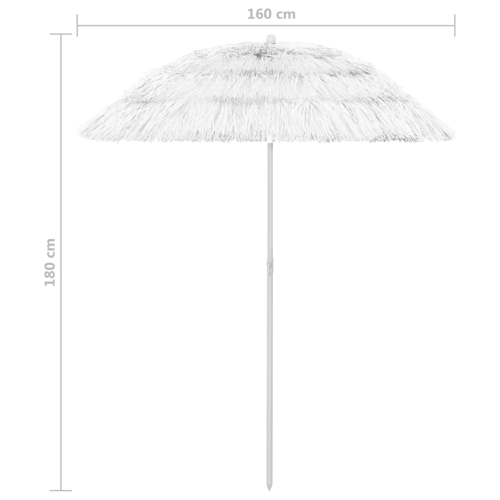 Umbrelă de soare de plajă Hawaii, alb, 180 cm