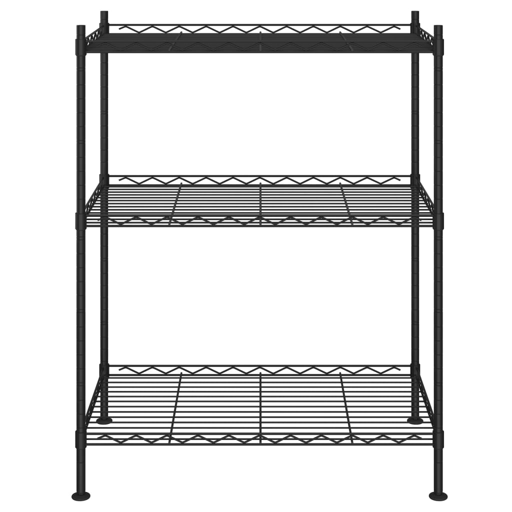 Raft de depozitare, 3 niveluri, negru, 60 x 35 x 76 cm, 150 kg