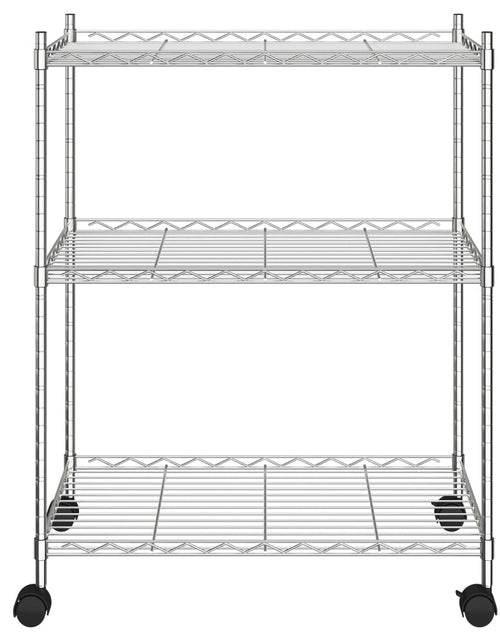 Încărcați imaginea în vizualizatorul Galerie, Raft depozitare cu roți, 3 niveluri, 60x35x81 cm, crom, 150 kg
