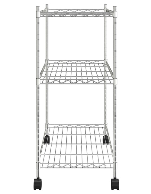 Încărcați imaginea în vizualizatorul Galerie, Raft depozitare cu roți, 3 niveluri, 60x35x81 cm, crom, 150 kg
