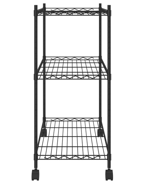 Încărcați imaginea în vizualizatorul Galerie, Raft depozitare cu roți, 3 niveluri, negru, 60x35x81cm, 150 kg
