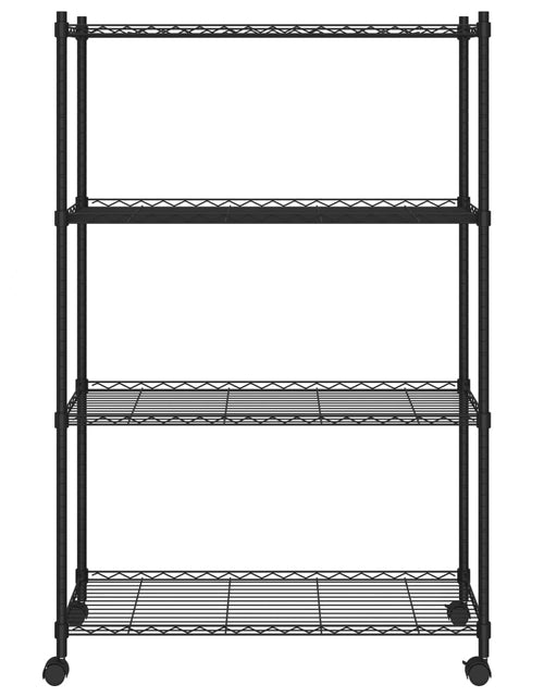 Încărcați imaginea în vizualizatorul Galerie, Raft depozitare cu roți 4 niveluri negru 90x35x142 cm 200 kg
