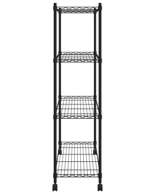 Încărcați imaginea în vizualizatorul Galerie, Raft depozitare cu roți 4 niveluri negru 90x35x142 cm 200 kg
