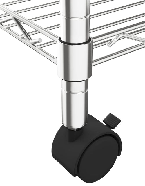 Загрузите изображение в средство просмотра галереи, Raft depozitare cu roți, 5 niveluri, 75x35x155 cm, crom, 250 kg

