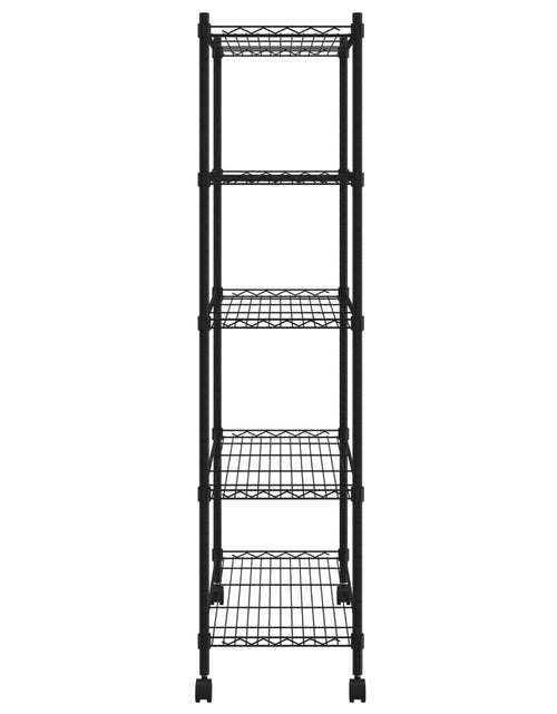 Încărcați imaginea în vizualizatorul Galerie, Raft depozitare cu roți 5 niveluri negru 75x35x155 cm 250 kg
