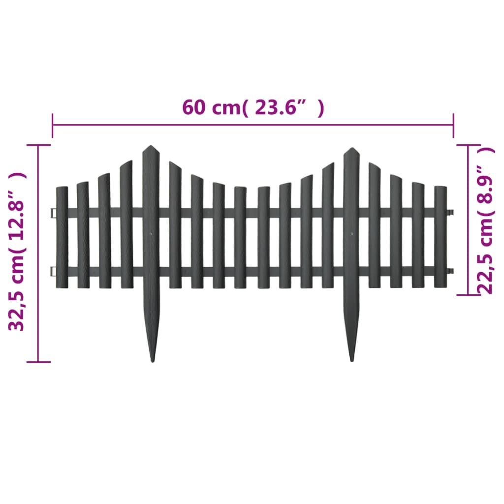 Borduri de gazon, 17 buc., antracit, 10 m, PP - Lando