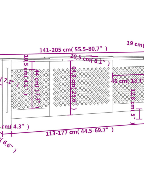 Încărcați imaginea în vizualizatorul Galerie, Mască pentru calorifer, gri, 205 cm, MDF
