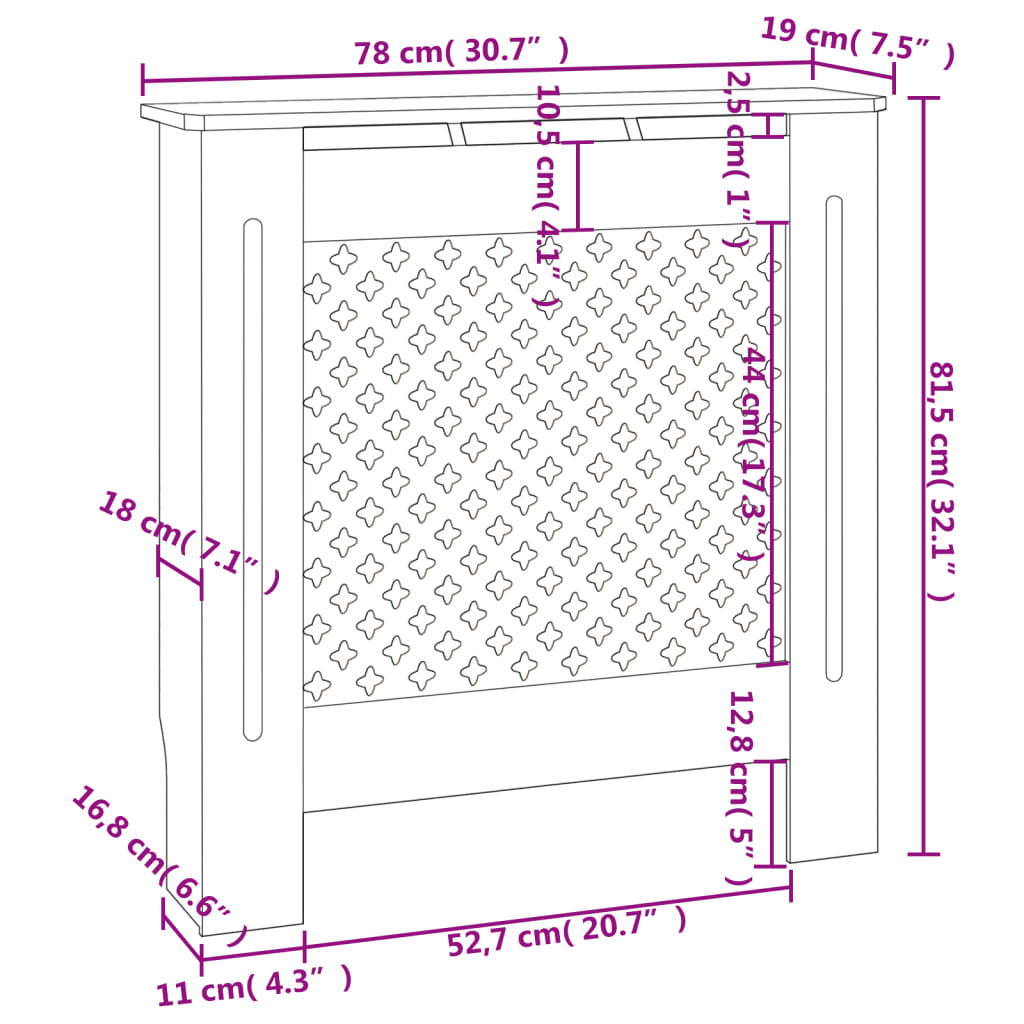 Mască pentru calorifer, 78 cm, MDF