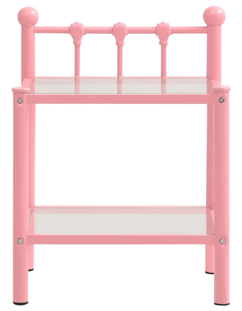 Încărcați imaginea în vizualizatorul Galerie, Noptieră, roz și transparent, 45x34,5x60,5 cm, metal și sticlă
