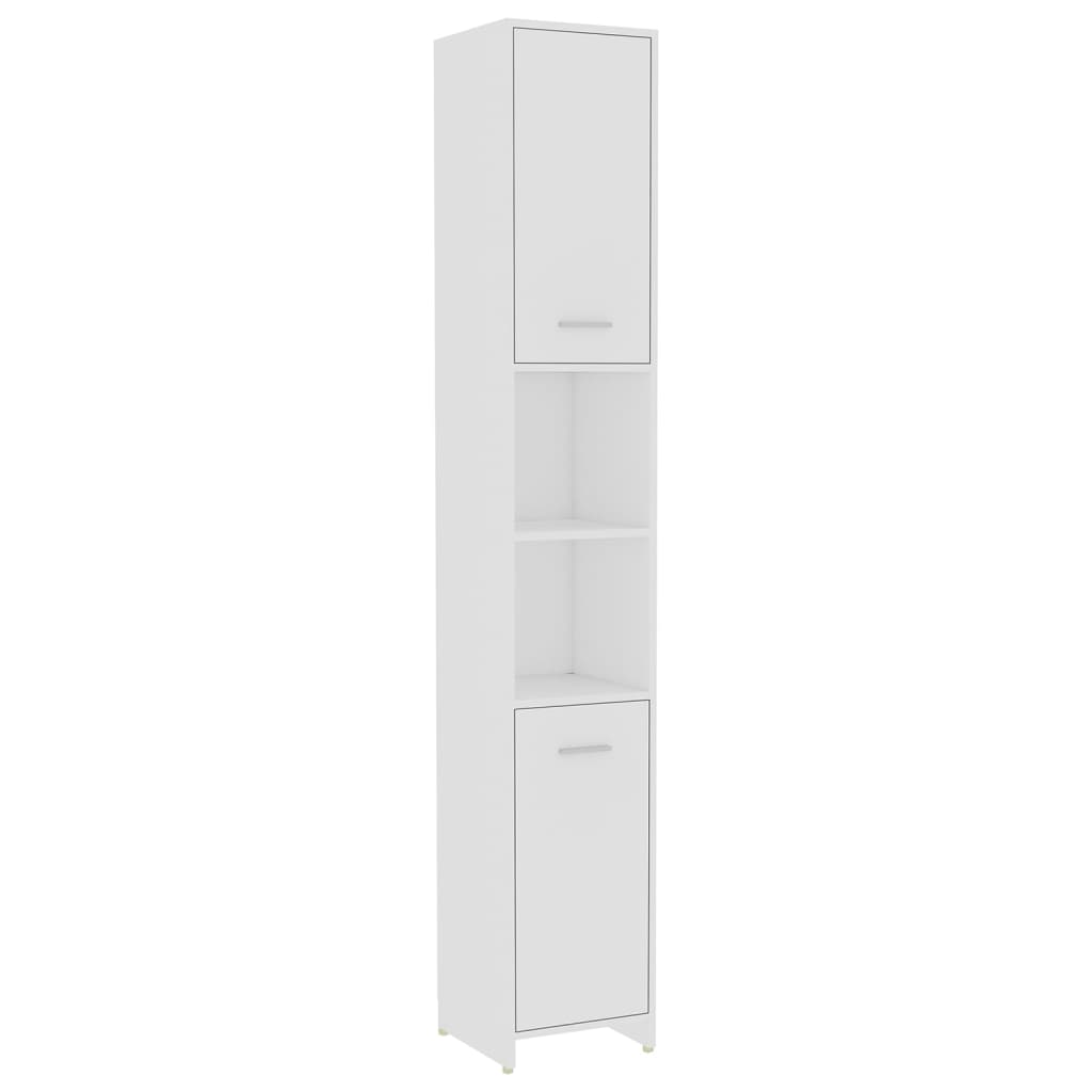 Set mobilier de baie, 4 piese, alb, lemn prelucrat