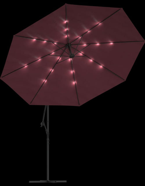 Загрузите изображение в средство просмотра галереи, Umbrelă în consolă cu lumini LED, roșu bordo, 350 cm

