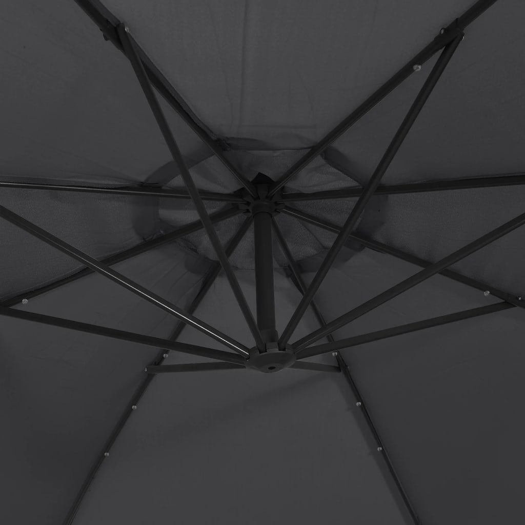 Umbrelă în consolă cu lumini LED, negru, 350 cm