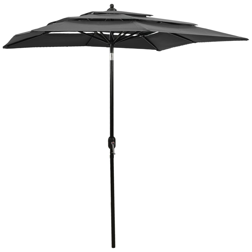 Umbrelă de grădină 3 niveluri, stâlp aluminiu, antracit, 2x2 m