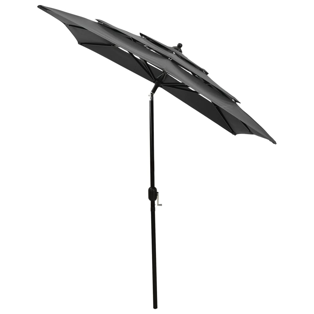 Umbrelă de grădină 3 niveluri, stâlp aluminiu, antracit, 2x2 m