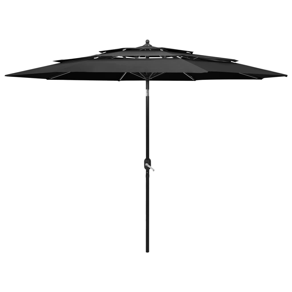 Umbrelă de grădină 3 niveluri, stâlp aluminiu, antracit, 3 m