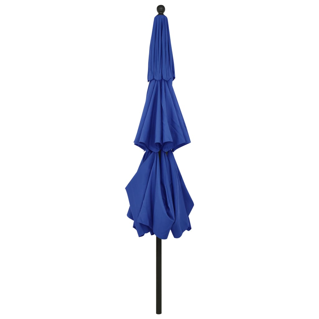 Umbrelă de grădină 3 niveluri, stâlp aluminiu, azuriu, 3,5 m