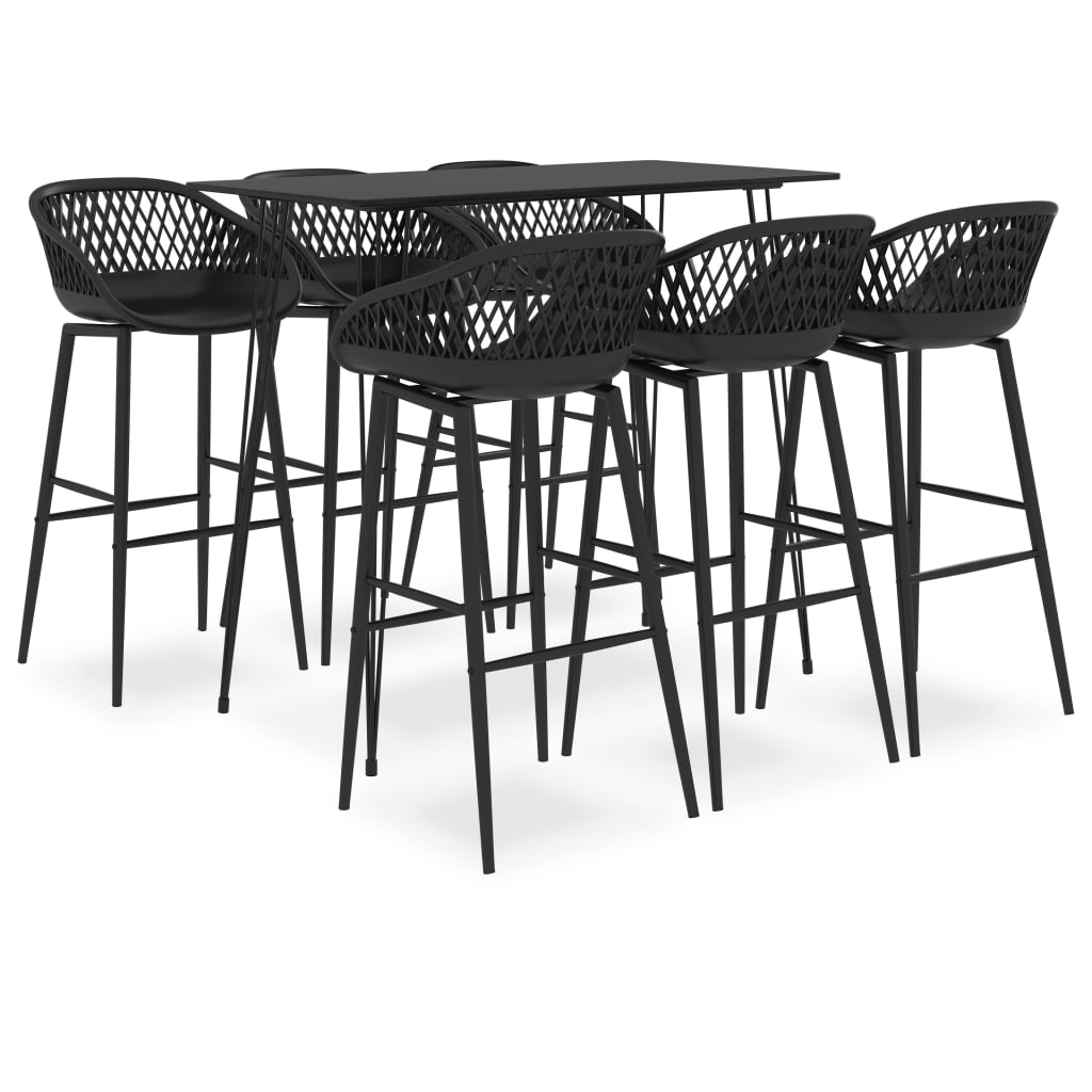 Set mobilier de bar, 7 piese, negru