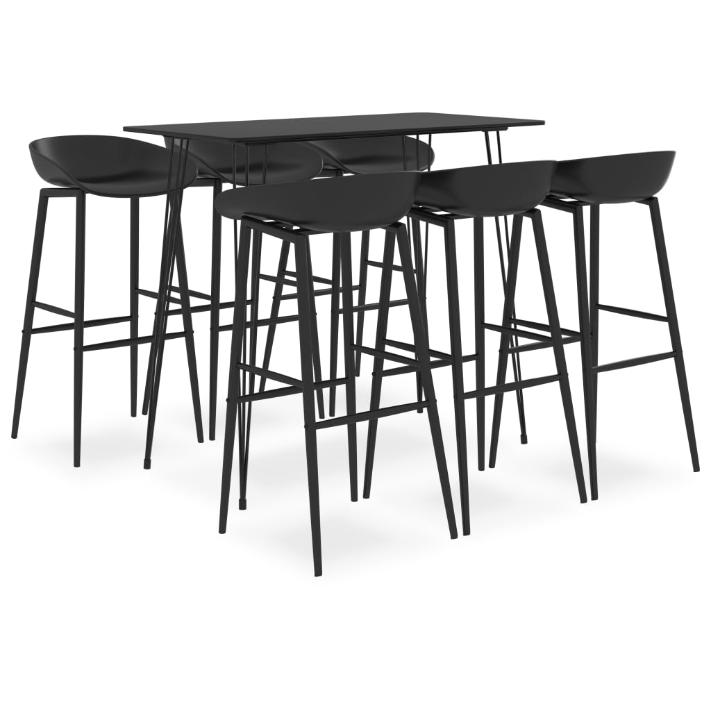 Set mobilier de bar, 7 piese, negru