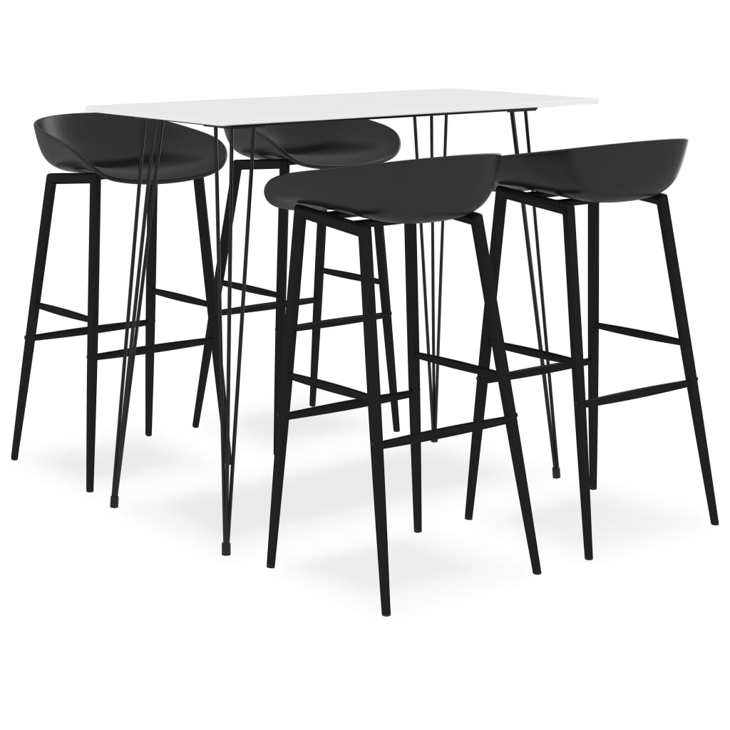 Set mobilier de bar, 5 piese, alb și negru