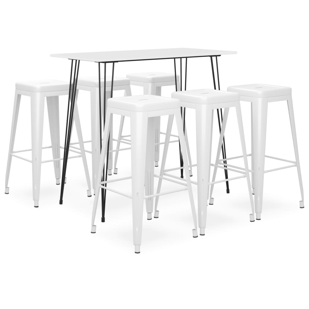 Set mobilier de bar, 7 piese, alb