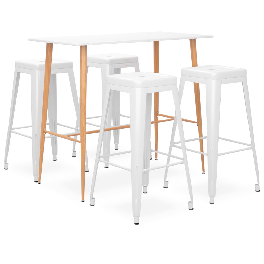 Set mobilier de bar, 5 piese, alb