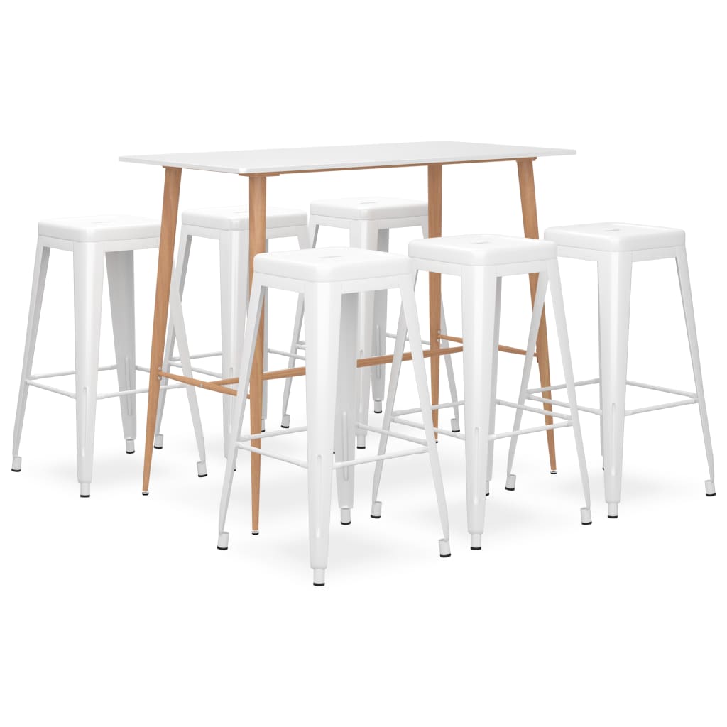 Set mobilier de bar, 7 piese, alb