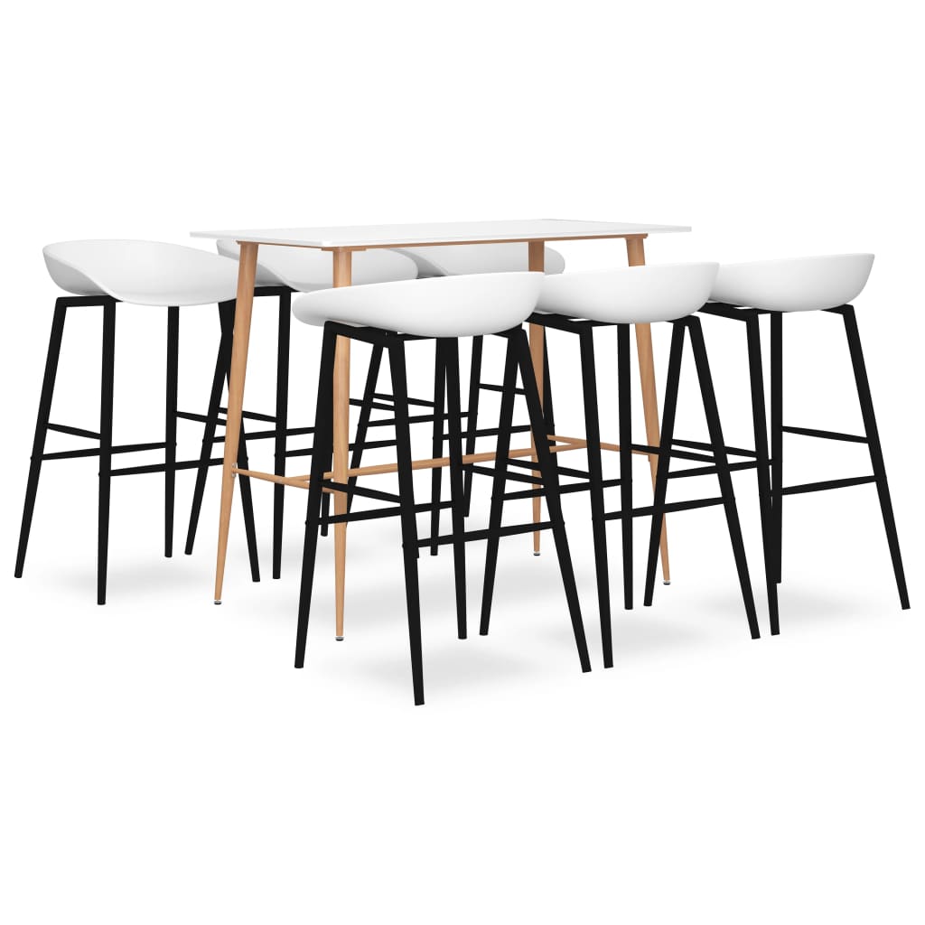 Set mobilier de bar, 7 piese, alb