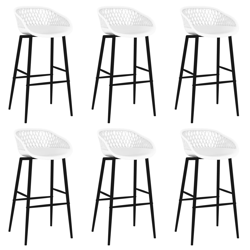 Set mobilier de bar, 7 piese, negru și alb