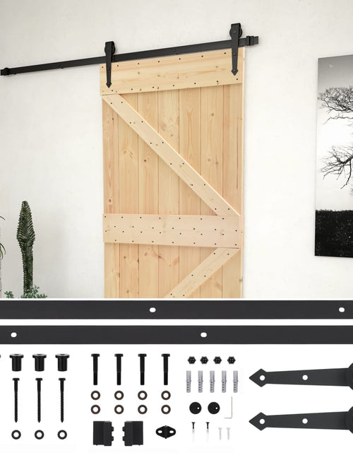 Загрузите изображение в средство просмотра галереи, Ușă glisantă cu set feronerie, 80 x 210 cm, lemn masiv de pin
