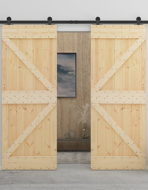 Încărcați imaginea în vizualizatorul Galerie, Ușă glisantă cu set feronerie, 90 x 210 cm, lemn masiv de pin
