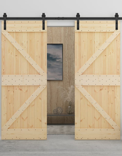 Загрузите изображение в средство просмотра галереи, Ușă glisantă cu set feronerie, 90 x 210 cm, lemn masiv de pin
