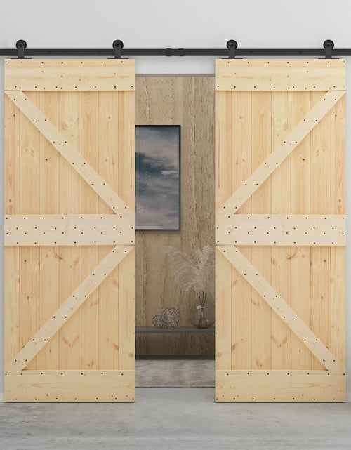 Încărcați imaginea în vizualizatorul Galerie, Ușă glisantă cu set feronerie 100x210 cm, lemn masiv de pin
