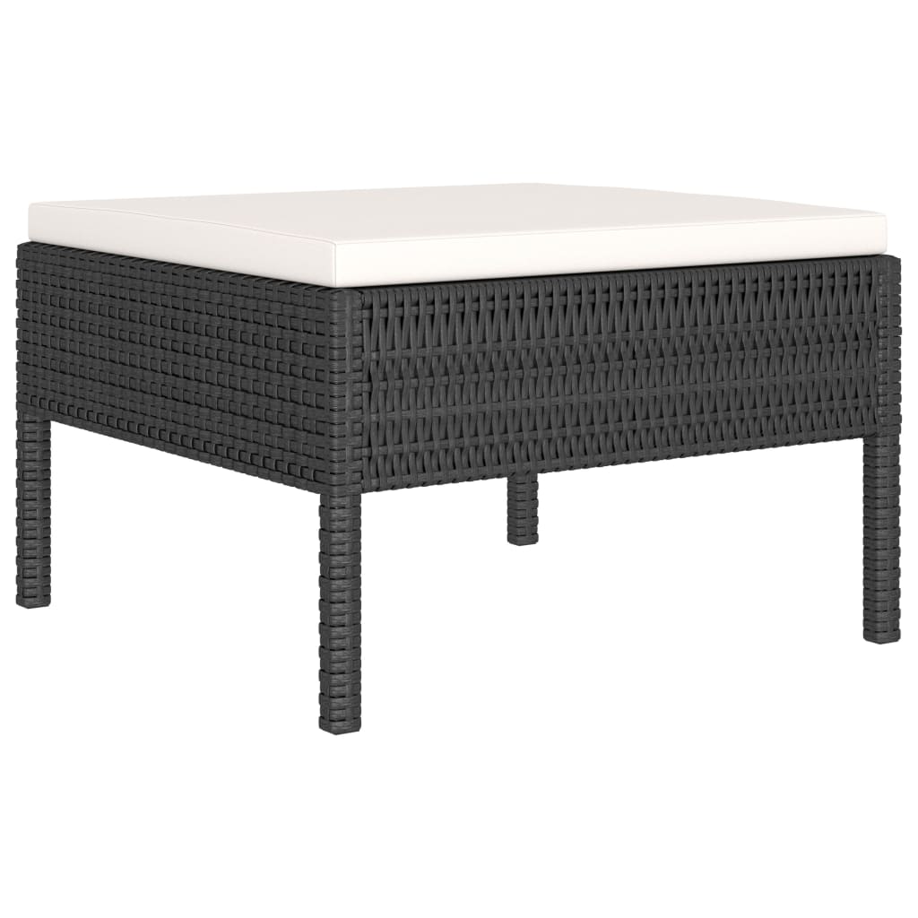 Set mobilier de grădină cu perne, 10 piese, negru, poliratan