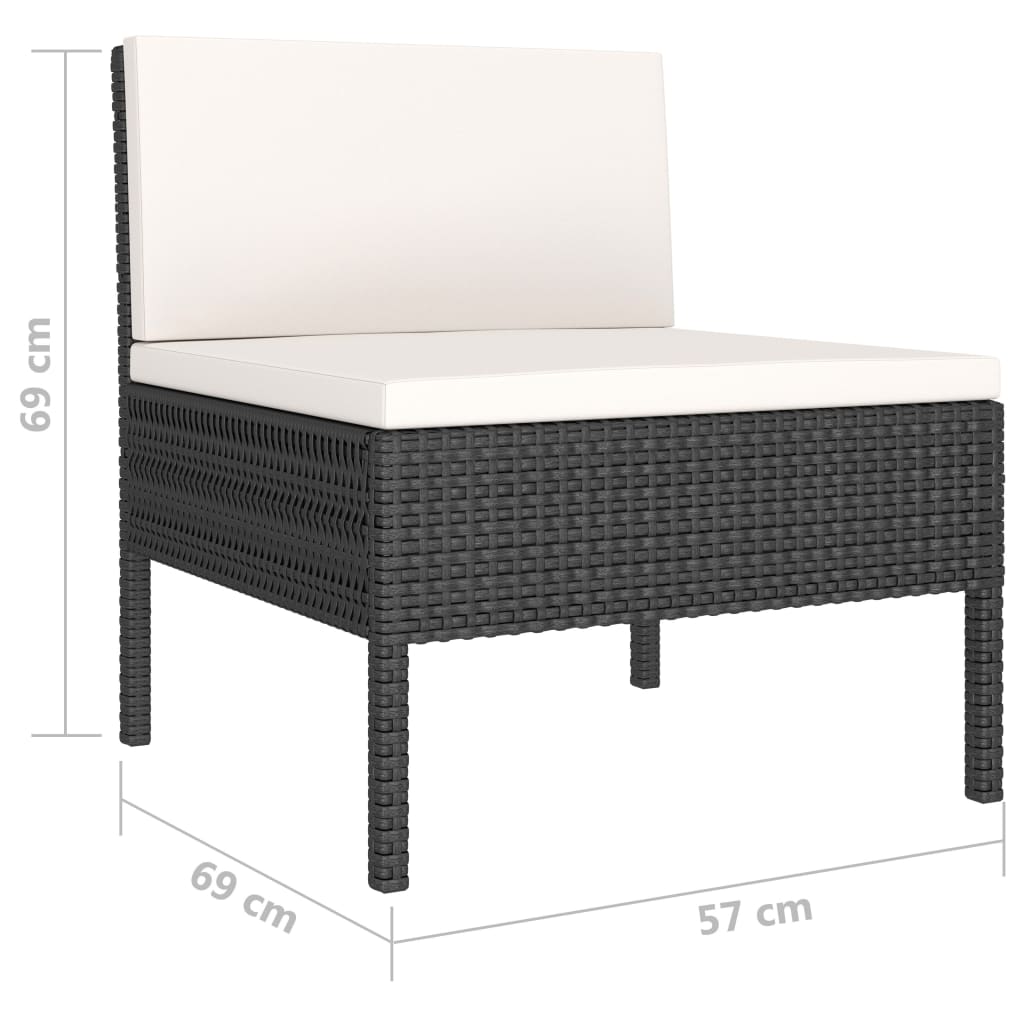 Set mobilier de grădină cu perne, 10 piese, negru, poliratan