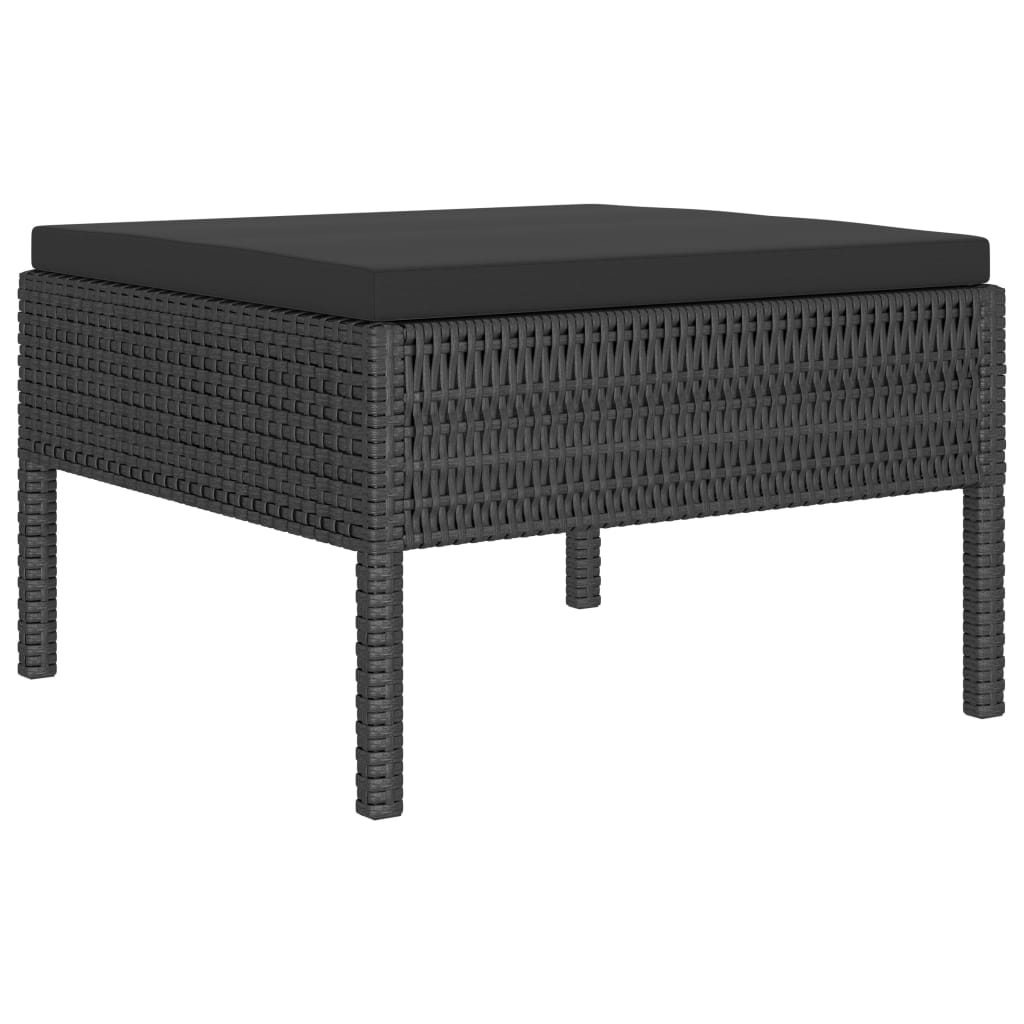 Set mobilier de grădină cu perne, 10 piese, negru, poliratan