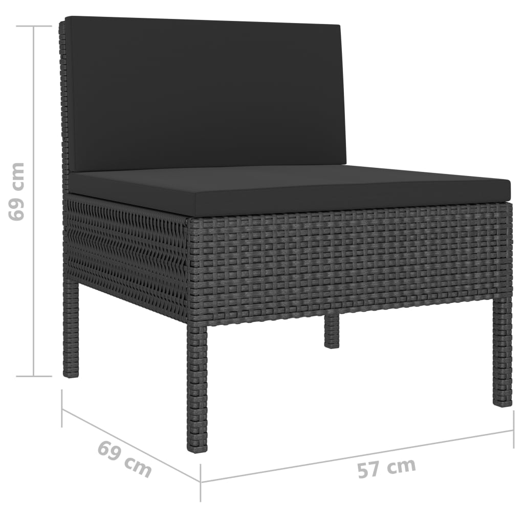 Set mobilier de grădină cu perne, 10 piese, negru, poliratan