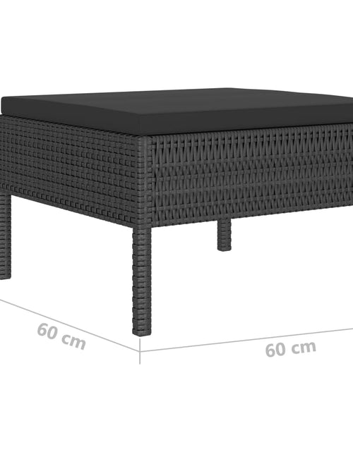 Загрузите изображение в средство просмотра галереи, Set mobilier de grădină cu perne, 10 piese, negru, poliratan
