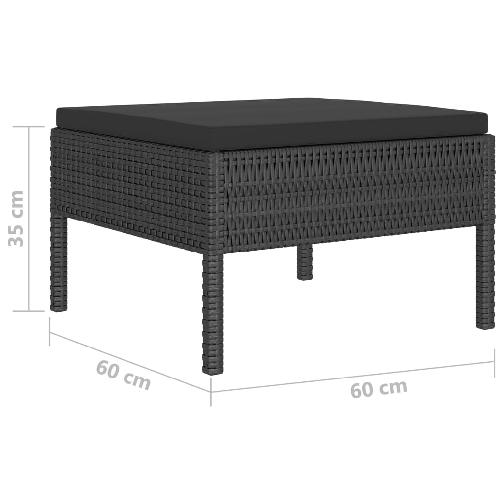 Set mobilier de grădină cu perne, 10 piese, negru, poliratan